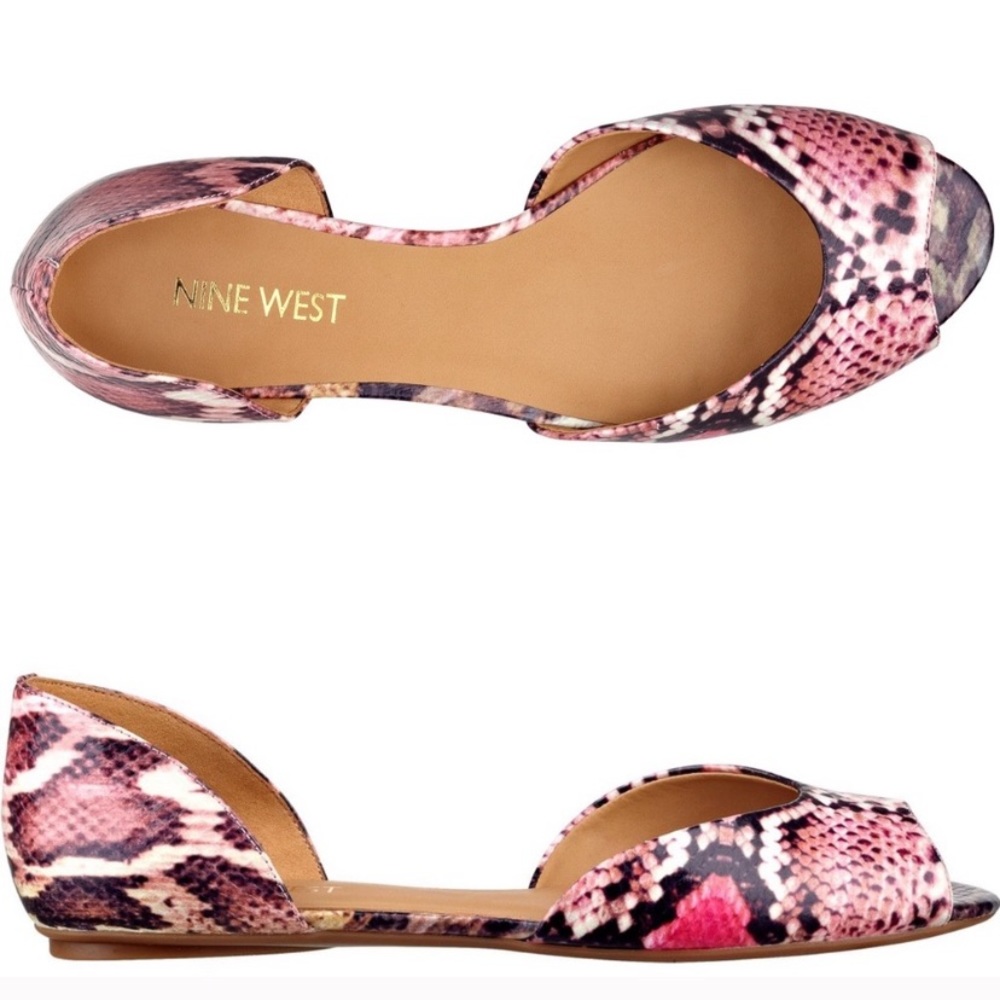 Nine West Pink Snake print peep toe
